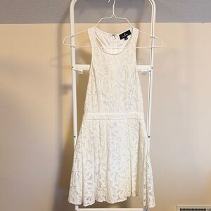 Lulus white lace sleeveless dress with back cut outs size small